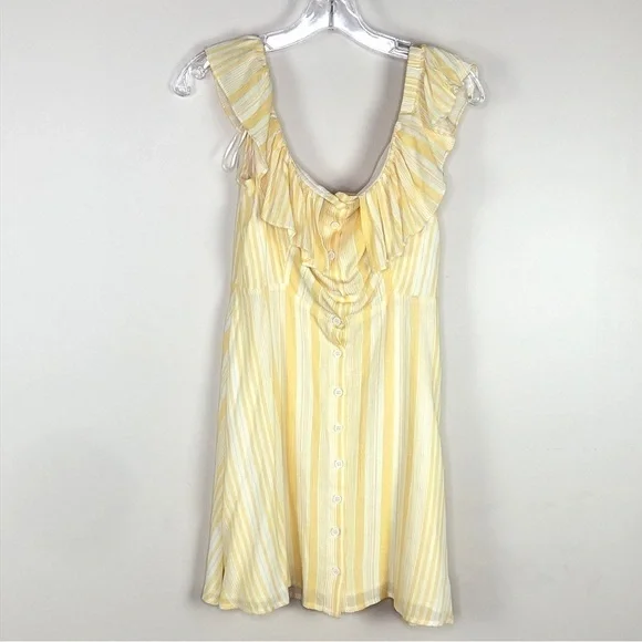 impeccable pig yellow striped a-line off the shoulder belle inspired dress - Picture 3 of 7